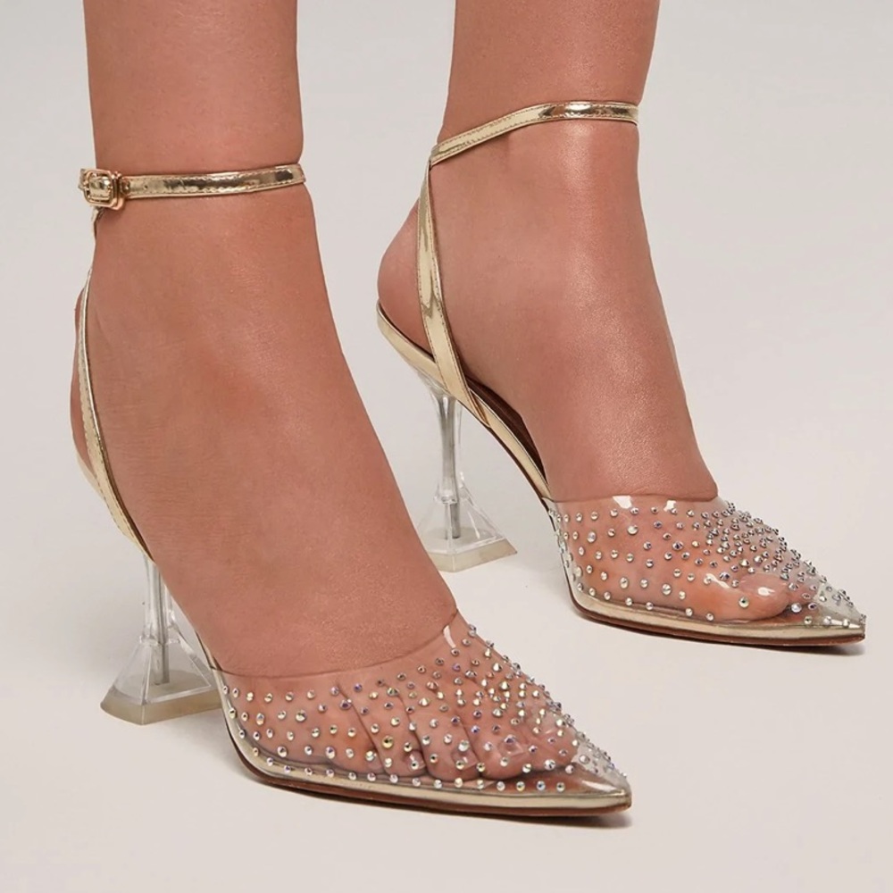 Alamour Rhinestone Heels BELLE - TRANSPARENT PVC HEELS